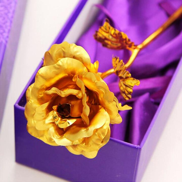 24k Gold Foil Plated Rose Dipped Rose Flower Valentines Day Gift Birthday Wedding Gift For Lovers