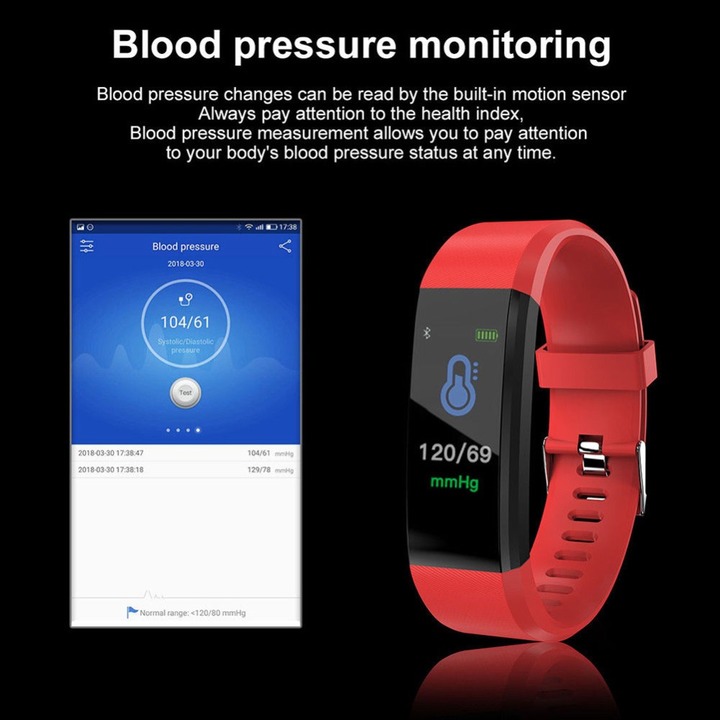 Smart Band Fitness Tracker Heart Rate Tracker Sports Record Blood Pressure Testing Smart Bracelet