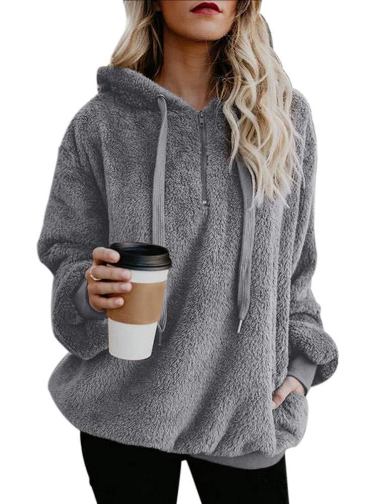 Hot Sale Women Sexy Solid Fluffy Warm Tops Hoodies Ladies Hooded Pullover Hoodie Sweatshirt