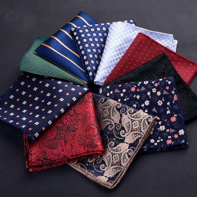 Luxury Men&apos;s Handkerchief Dot Striped Printed Hankies Polyester Business Pocket Square Chest Towel