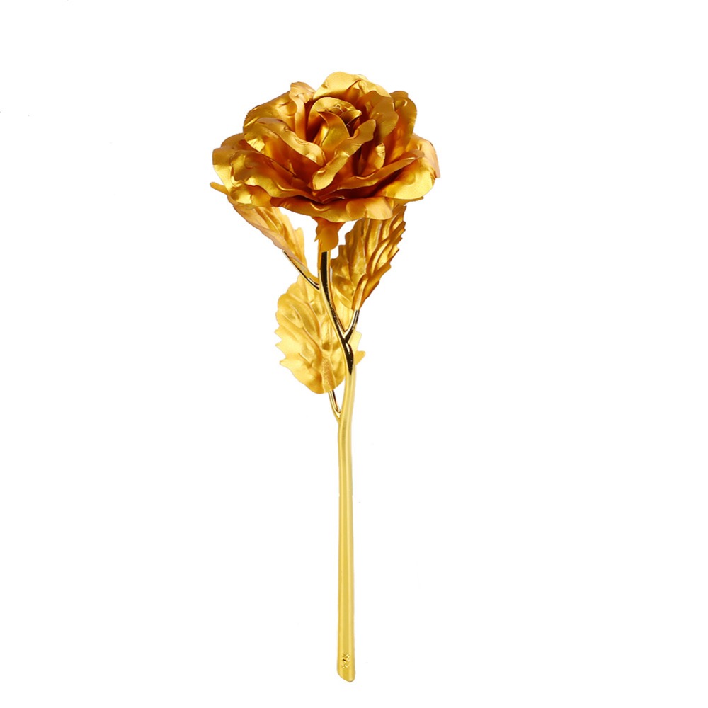 24K Foil Plated Rose Gold Rose Wedding Decor Valentine&apos;s Day Gift Lover&apos;s Artificial Home Decor