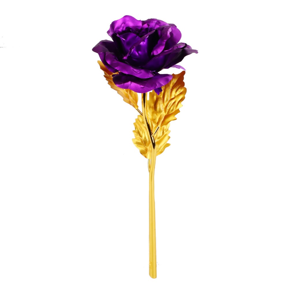 24K Foil Plated Rose Gold Rose Wedding Decor Valentine&apos;s Day Gift Lover&apos;s Artificial Home Decor
