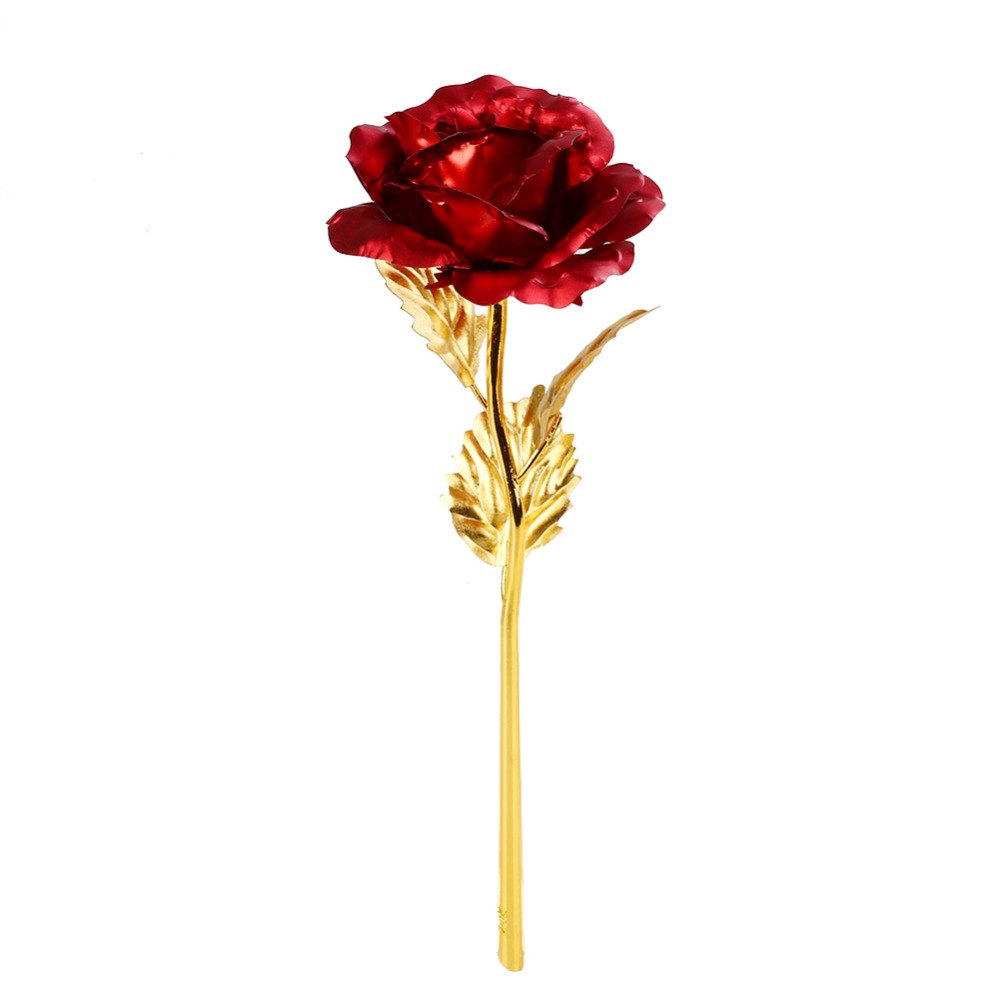 24K Foil Plated Rose Gold Rose Wedding Decor Valentine&apos;s Day Gift Lover&apos;s Artificial Home Decor