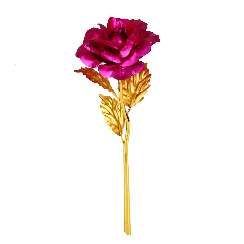 24K Foil Plated Rose Gold Rose Wedding Decor Valentine&apos;s Day Gift Lover&apos;s Artificial Home Decor
