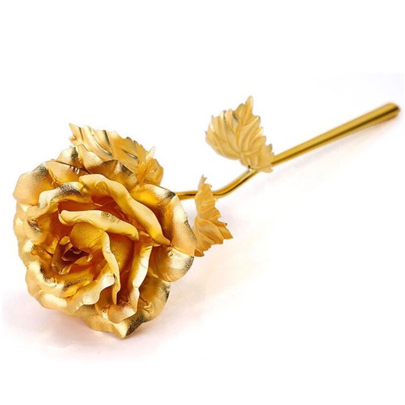 24K Foil Plated Rose Gold Rose Wedding Decor Valentine&apos;s Day Gift Lover&apos;s Artificial Home Decor