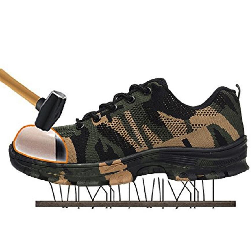 Construction Men Outdoor Steel Toe Cap Work Boots Shoes Men Camouflage Puncture Proof Safety Shoes