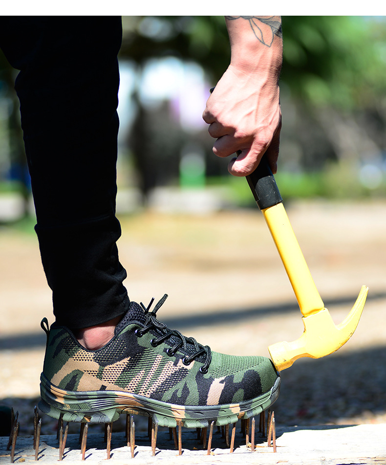 Construction Men Outdoor Steel Toe Cap Work Boots Shoes Men Camouflage Puncture Proof Safety Shoes