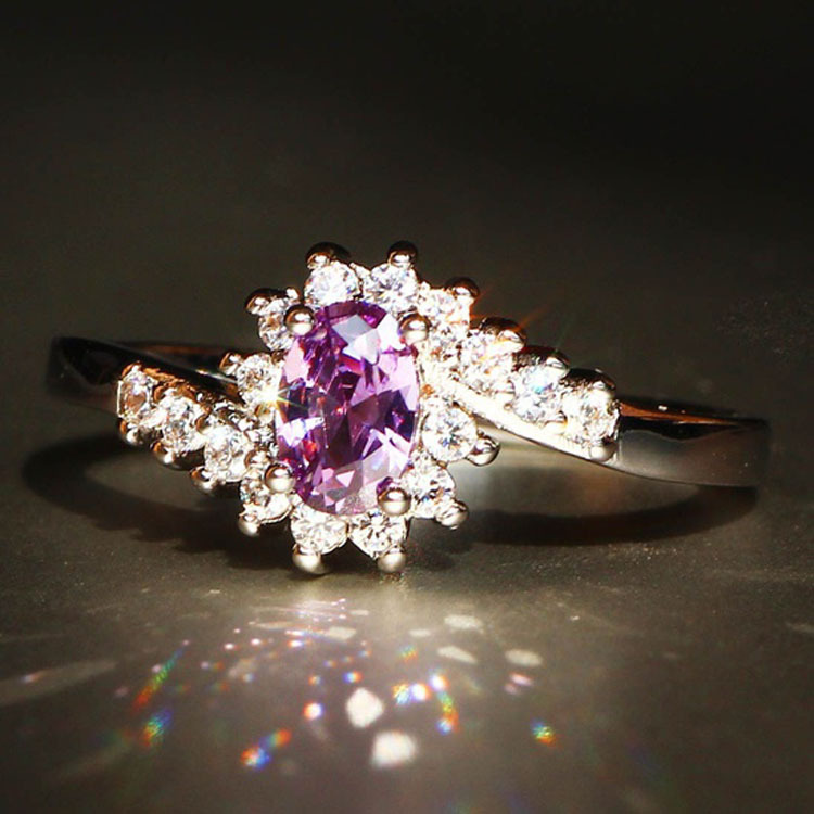 Exquisite Sterling Silver Natural Sapphire Gemstones Opal Birthstone Bride Wedding Engagement Ring