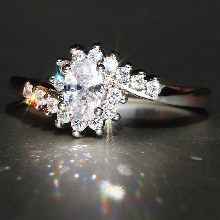 Exquisite Sterling Silver Natural Sapphire Gemstones Opal Birthstone Bride Wedding Engagement Ring