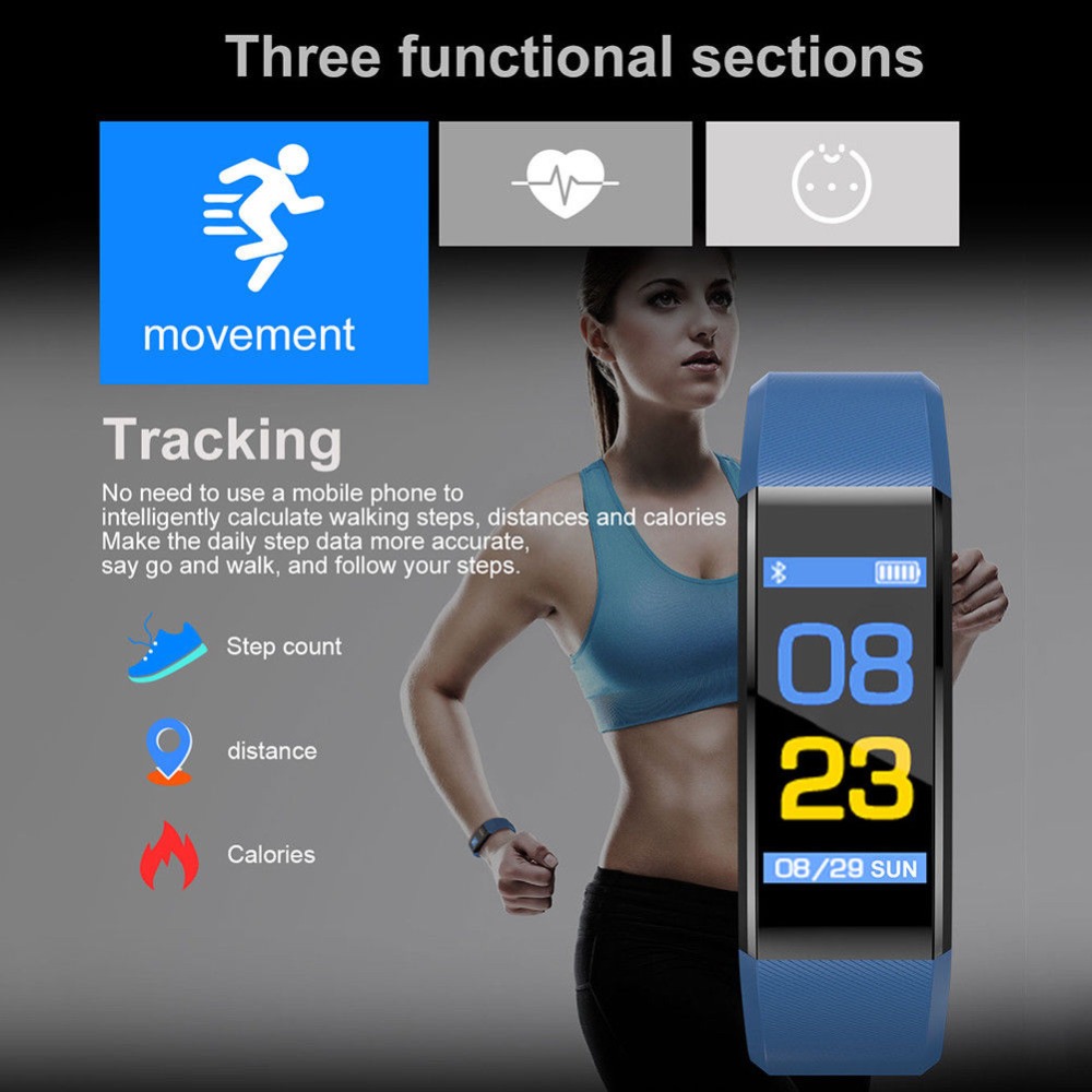 Smart Band Fitness Sports Blood Pressure Heart Rate Monitor Smart Watch Wrist Band Bracelet