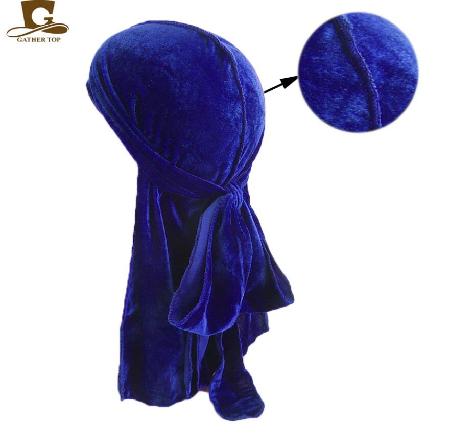 Unisex Men Women Breathable Bandana Hat Velvet Durag Doo Rag Long Tail Headwrap Chemo Cap