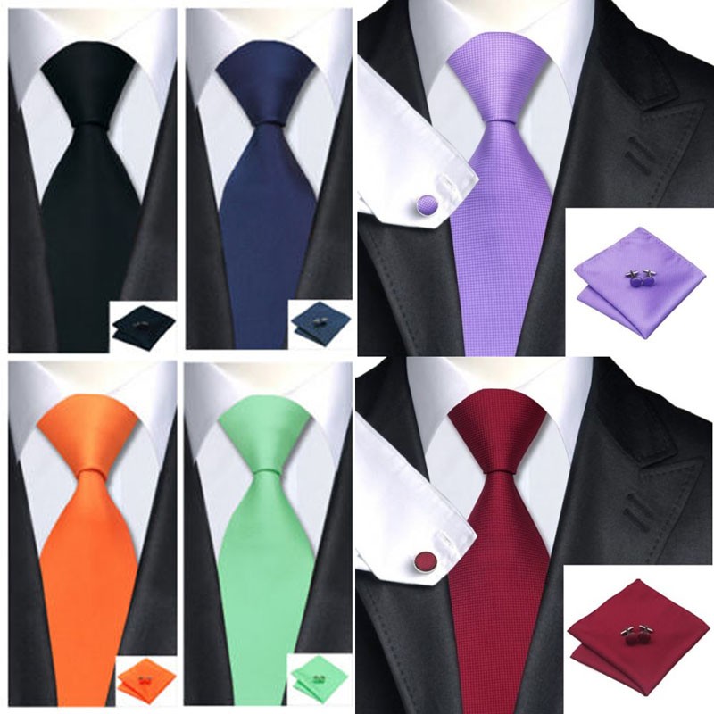 Men Classic Solid Plain Fine Tie Woven Skinny Silk Blend Suits Ties Neckties Office Work Men Tie Set Gift