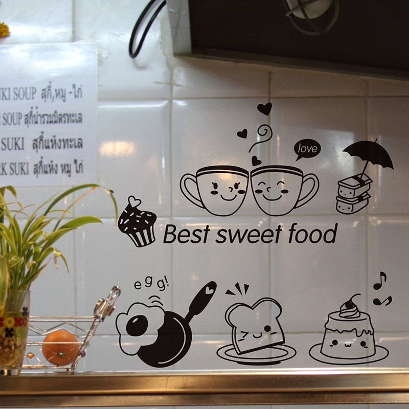 Kitchen Wall Stickers Coffee Sweet Food DIY Wall Art Decoration Oven Dining Hall Wallpapers PVC