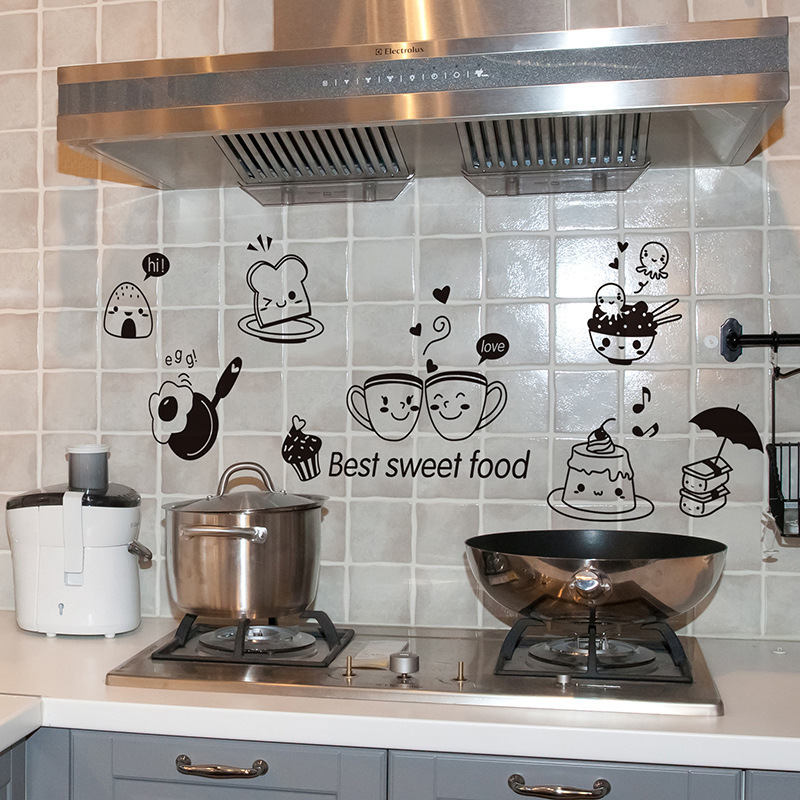 Kitchen Wall Stickers Coffee Sweet Food DIY Wall Art Decoration Oven Dining Hall Wallpapers PVC