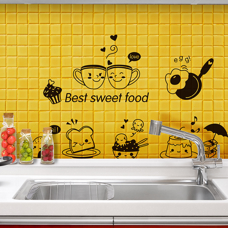 Kitchen Wall Stickers Coffee Sweet Food DIY Wall Art Decoration Oven Dining Hall Wallpapers PVC