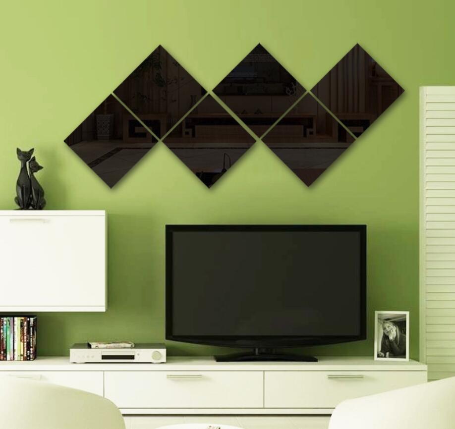 6PCS Mirrow Wall Sticker Adhesive Furniture Films Square Home Decor Fashion Mirror Wall Stickers