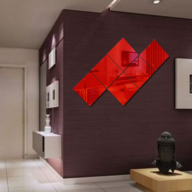 6PCS Mirrow Wall Sticker Adhesive Furniture Films Square Home Decor Fashion Mirror Wall Stickers