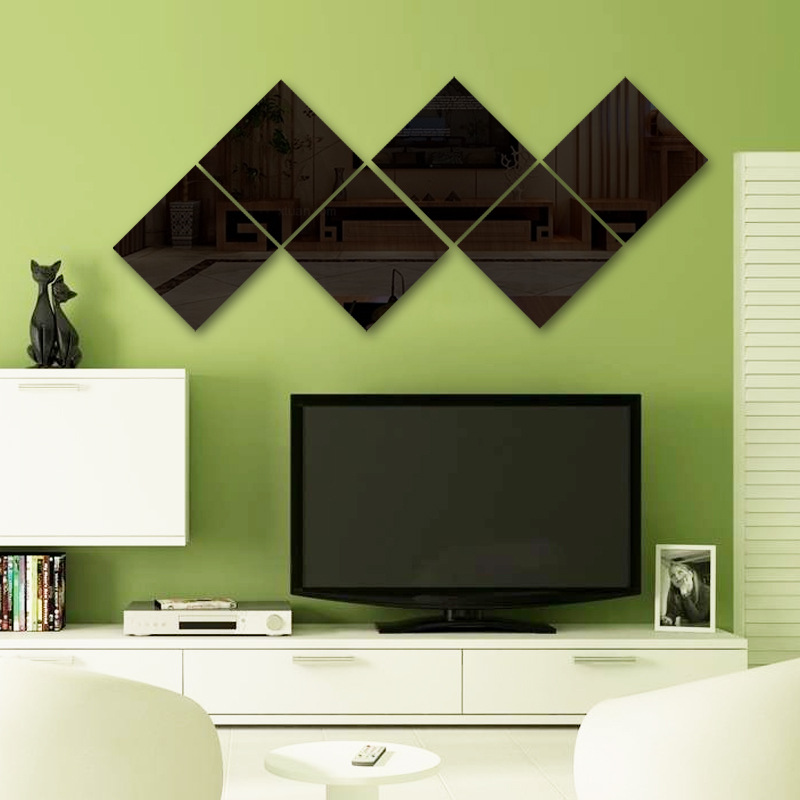 6PCS Mirrow Wall Sticker Adhesive Furniture Films Square Home Decor Fashion Mirror Wall Stickers