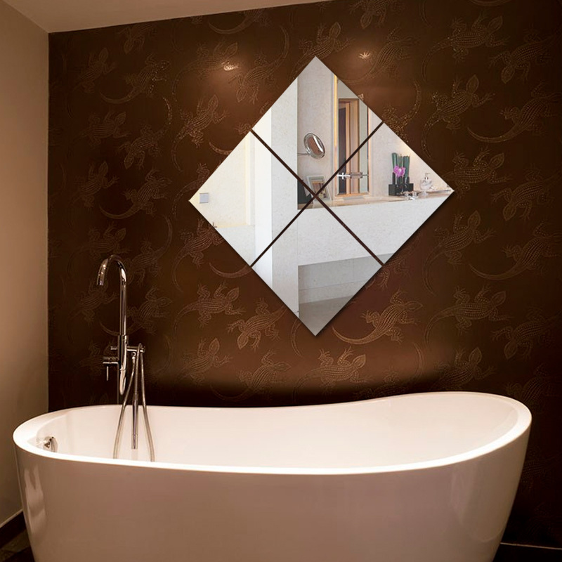 6PCS Mirrow Wall Sticker Adhesive Furniture Films Square Home Decor Fashion Mirror Wall Stickers