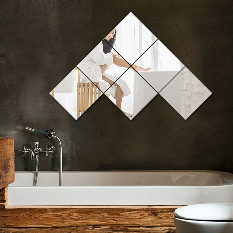 6PCS Mirrow Wall Sticker Adhesive Furniture Films Square Home Decor Fashion Mirror Wall Stickers