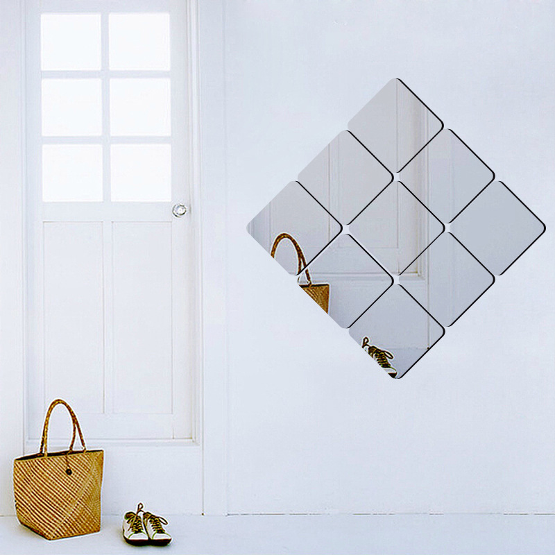 6PCS 3D Mirror Square Vinyl Removable Wall Sticker Decal Home Decor Art DIY Wall Stickers