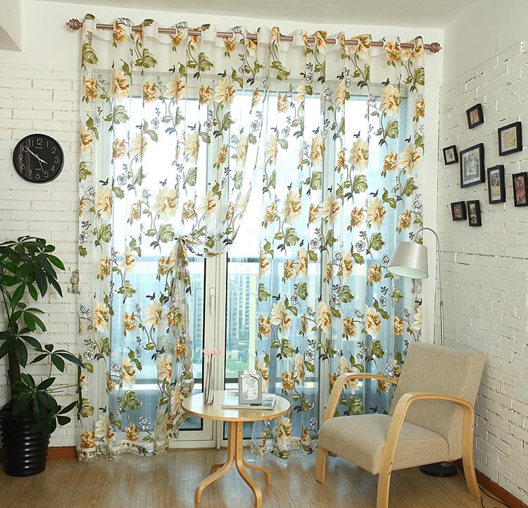 New Classical Flower Curtain Window Screening Customize Finished Products Purple Tulle Curtains