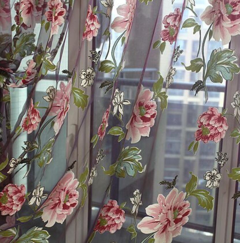 New Classical Flower Curtain Window Screening Customize Finished Products Purple Tulle Curtains