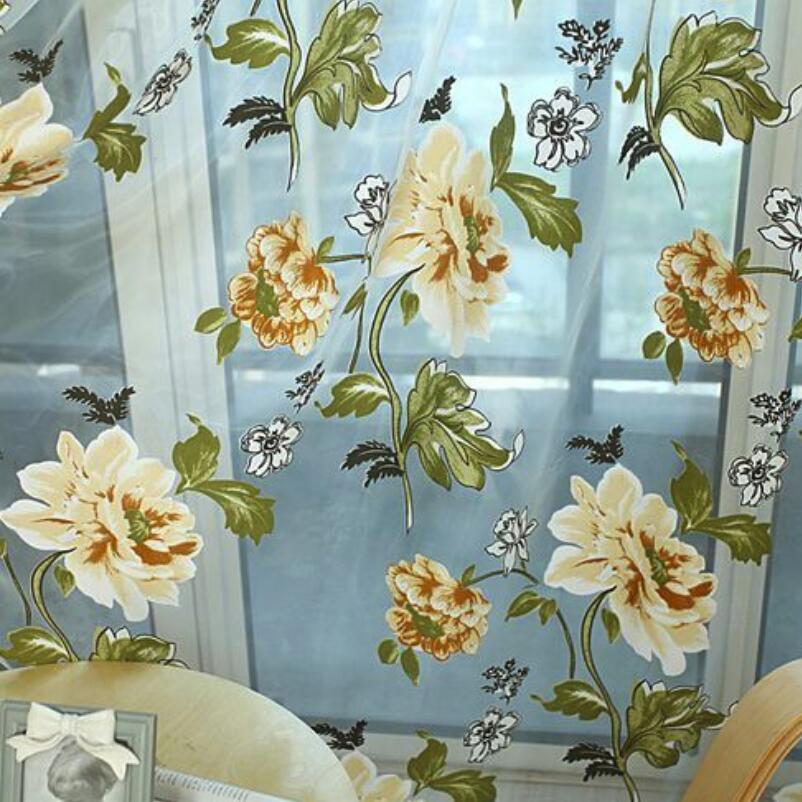 New Classical Flower Curtain Window Screening Customize Finished Products Purple Tulle Curtains
