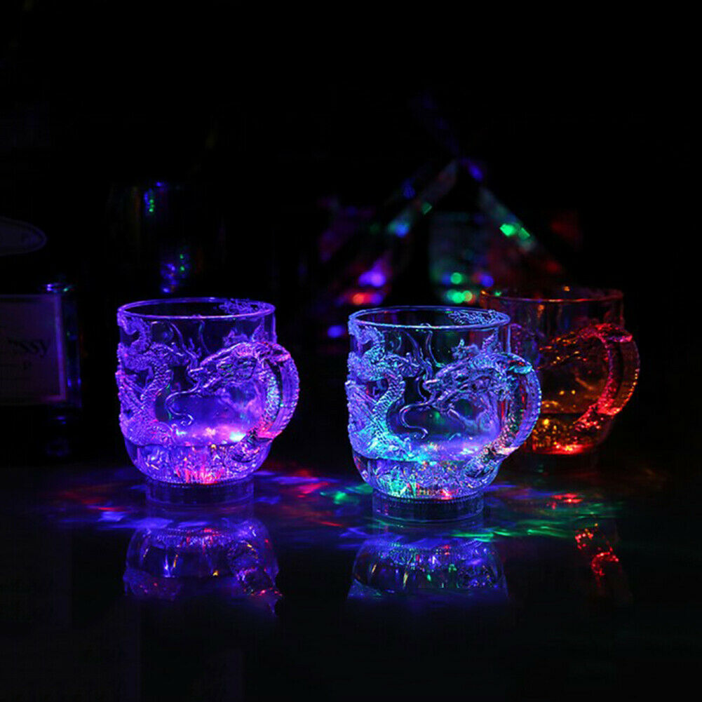 LED Flashing Glowing Water Liquid Activated Light-up Wine Beer Glass Cup Mug Party Bar Drink Cups