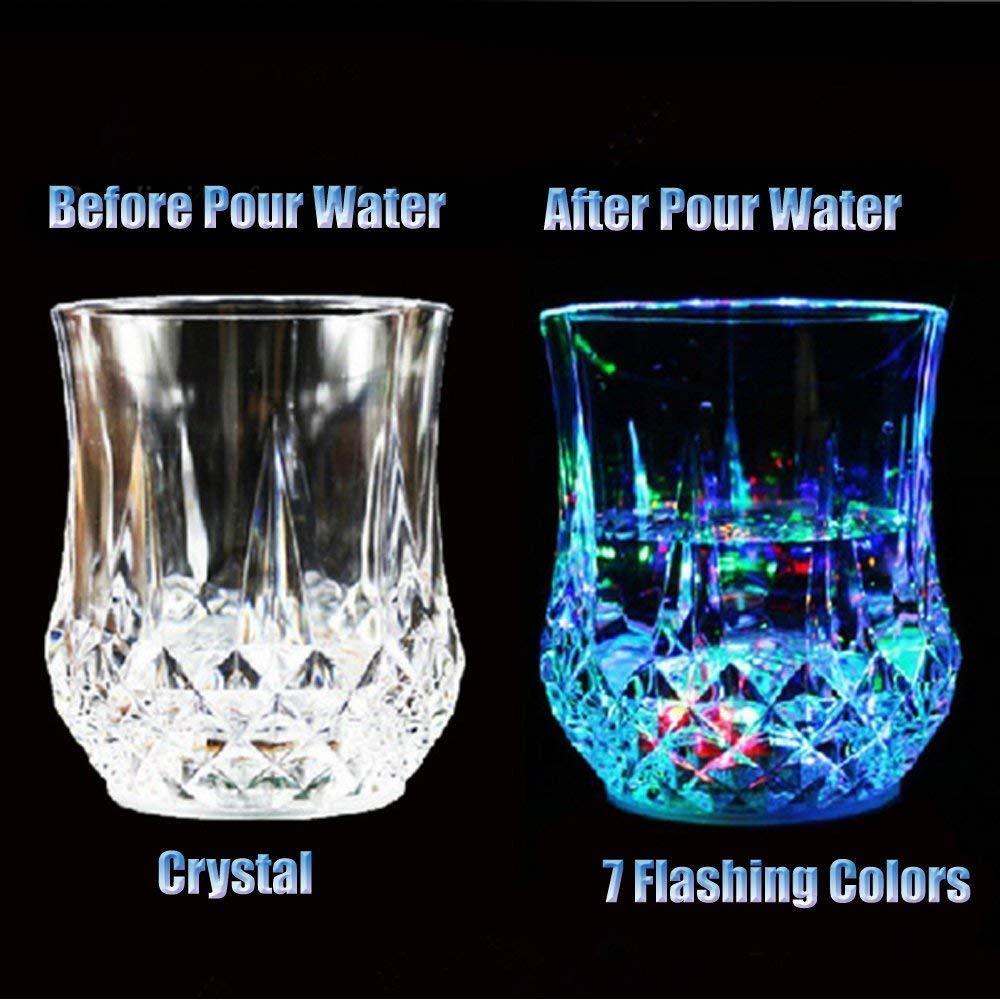 LED Flashing Glowing Water Liquid Activated Light-up Wine Beer Glass Cup Mug Party Bar Drink Cups