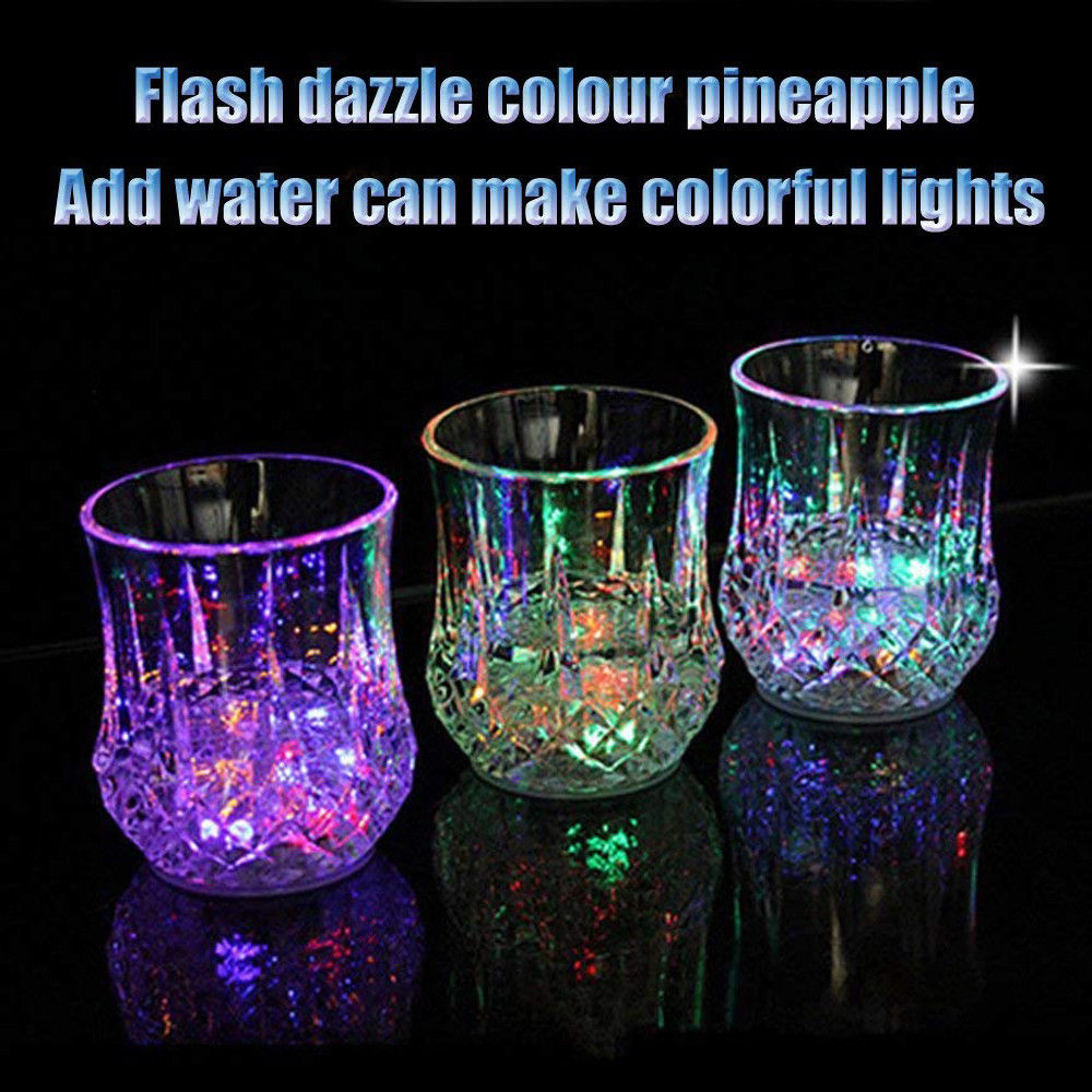 LED Flashing Glowing Water Liquid Activated Light-up Wine Beer Glass Cup Mug Party Bar Drink Cups