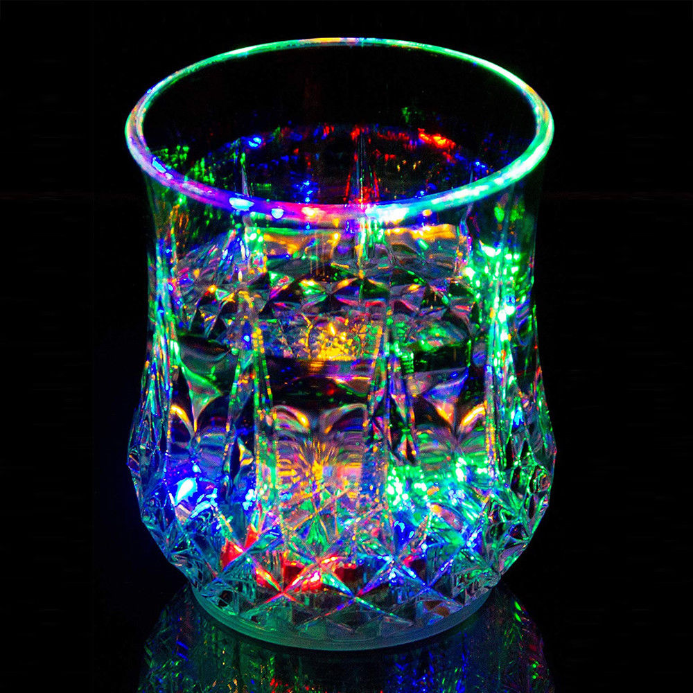 LED Flashing Glowing Water Liquid Activated Light-up Wine Beer Glass Cup Mug Party Bar Drink Cups