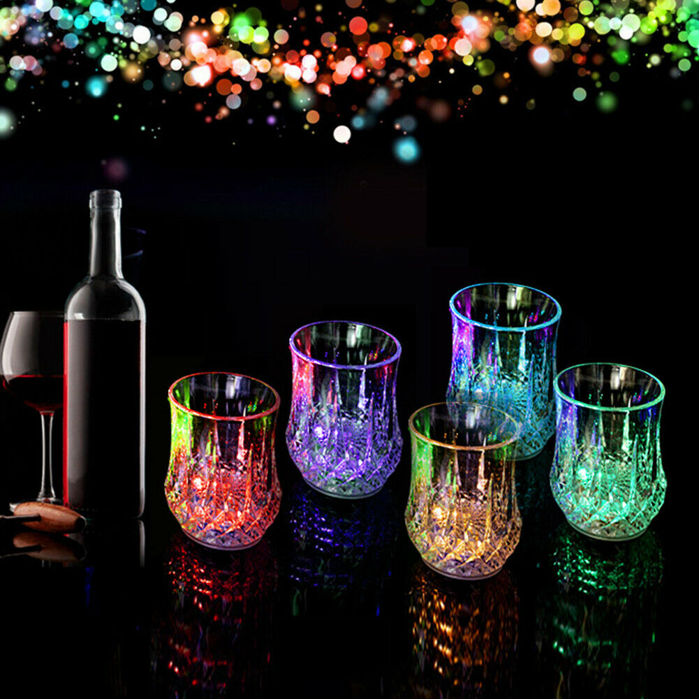 LED Flashing Glowing Water Liquid Activated Light-up Wine Beer Glass Cup Mug Party Bar Drink Cups