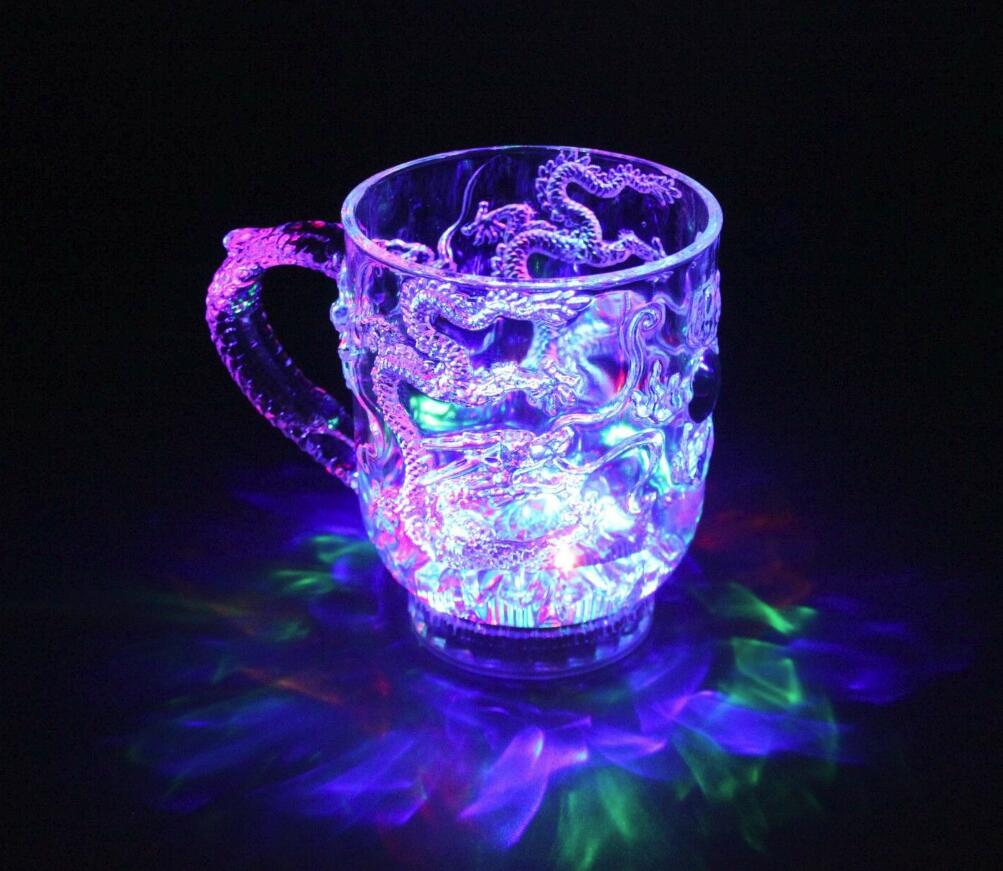 LED Flashing Glowing Water Liquid Activated Light-up Wine Beer Glass Cup Mug Party Bar Drink Cups