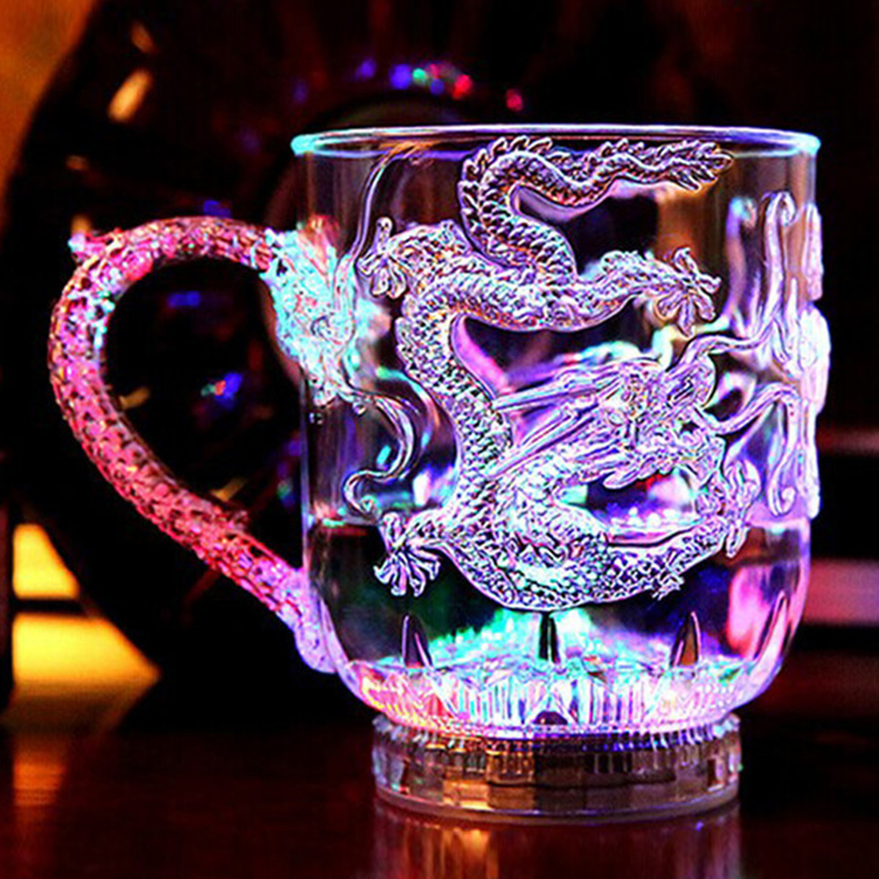 LED Flashing Glowing Water Liquid Activated Light-up Wine Beer Glass Cup Mug Party Bar Drink Cups
