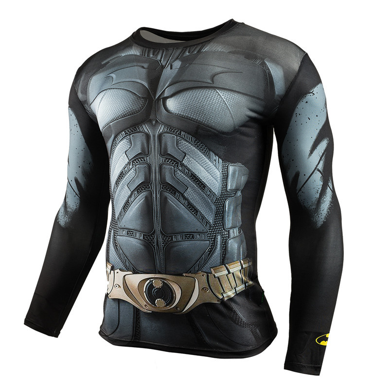 Hot Sale MMA Compression Shirt Men Anime Bodybuilding Long Sleeve Crossfit 3D Superman T Shirt Tops Men