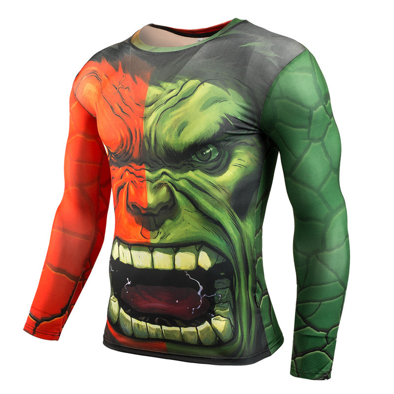 Hot Sale MMA Compression Shirt Men Anime Bodybuilding Long Sleeve Crossfit 3D Superman T Shirt Tops Men