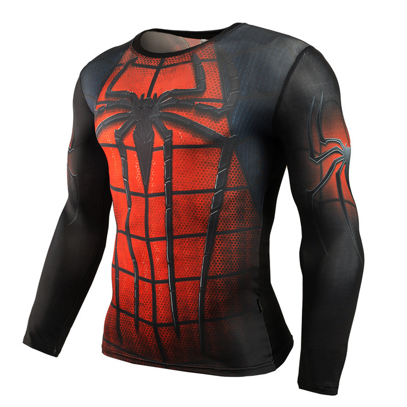 Hot Sale MMA Compression Shirt Men Anime Bodybuilding Long Sleeve Crossfit 3D Superman T Shirt Tops Men