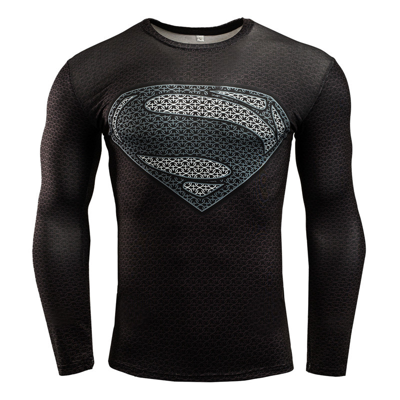 Hot Sale MMA Compression Shirt Men Anime Bodybuilding Long Sleeve Crossfit 3D Superman T Shirt Tops Men