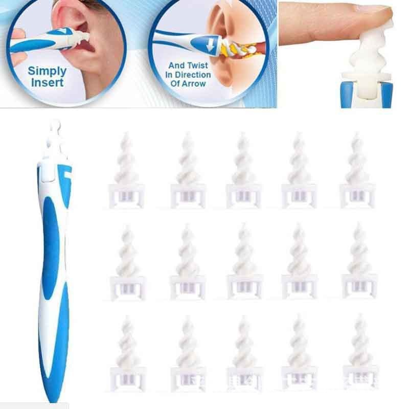 16 Tips Rotating Smart Ear Cleaner Earpick Easy Earwax Removal Soft Spiral Cleaner  Ear Care Kit
