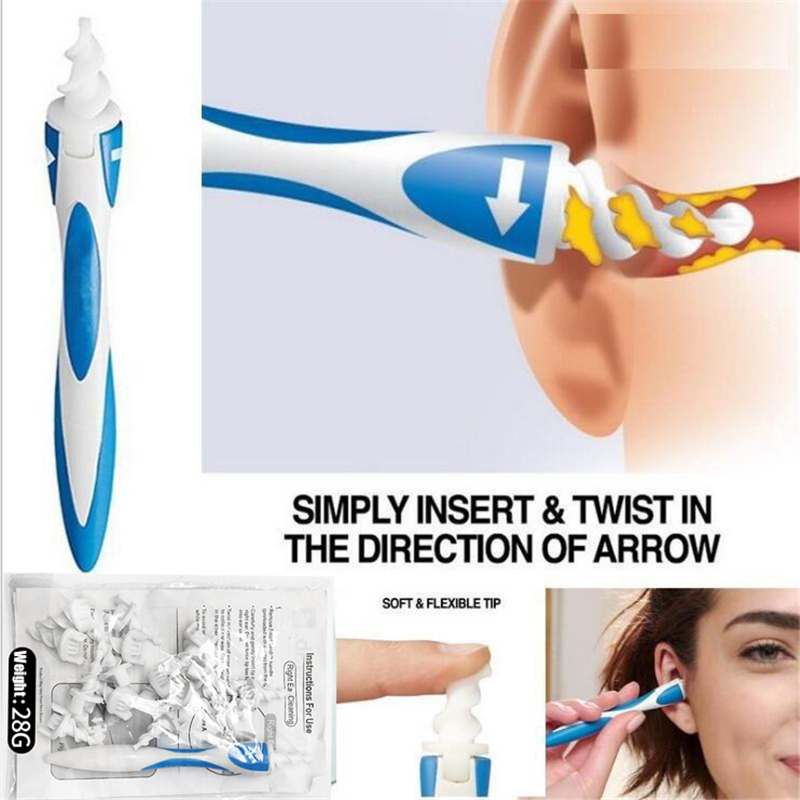 16 Tips Rotating Smart Ear Cleaner Earpick Easy Earwax Removal Soft Spiral Cleaner  Ear Care Kit