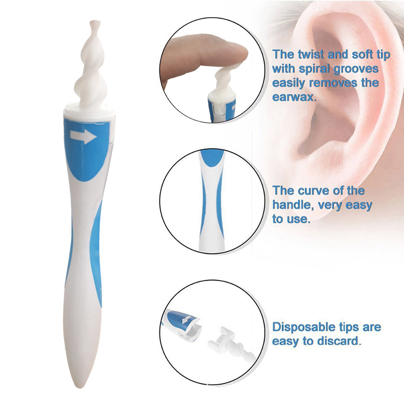 16 Tips Rotating Smart Ear Cleaner Earpick Easy Earwax Removal Soft Spiral Cleaner  Ear Care Kit