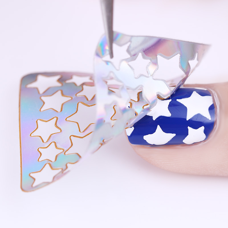 6/12/24 Sheets Nail Art Hollow Laser Sticker Gel Polish Nail Vinyl Tip Guide Template Nail Kit