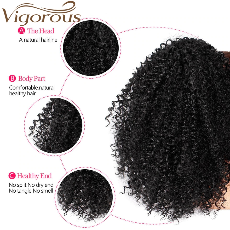 Afro Kinky Curly Ponytail African Wigs Short Wrap Synthetic clip in Ponytail Hair Extensions
