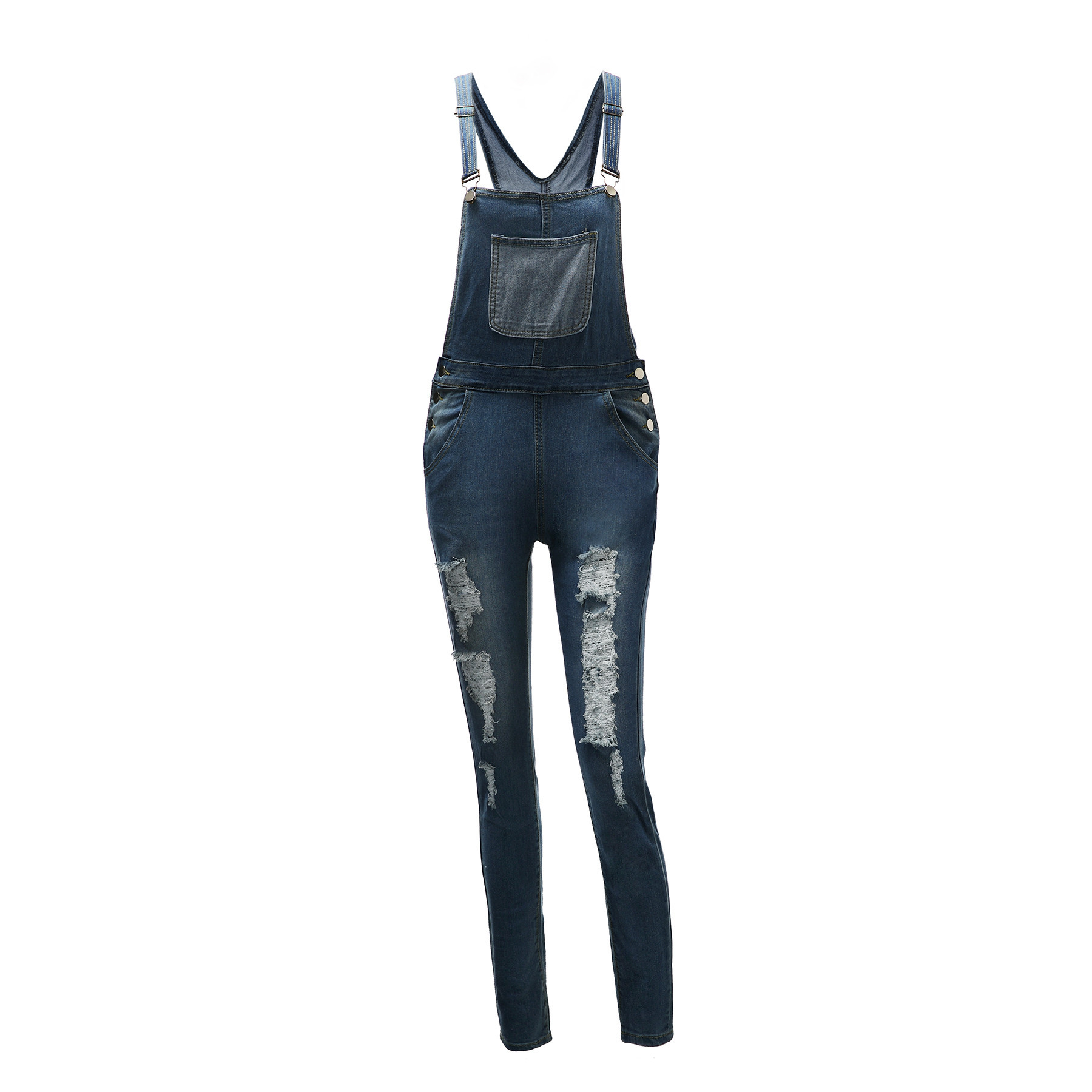 Denim Women Overalls High Waist Ripped Jeans Woman Jumpsuits Stretch Denim Pants Female Trousers