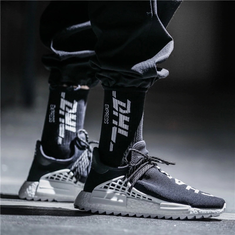 1 Pair Men Fashion Flame Pattern Hip Hop Funny Socks Harajuku Socks Street Skateboard Cotton Socks