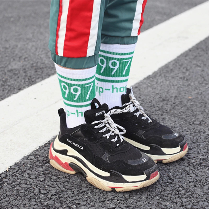 1 Pair Men Fashion Flame Pattern Hip Hop Funny Socks Harajuku Socks Street Skateboard Cotton Socks