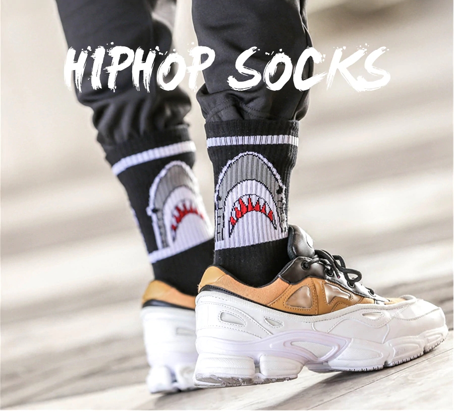 1 Pair Men Fashion Flame Pattern Hip Hop Funny Socks Harajuku Socks Street Skateboard Cotton Socks