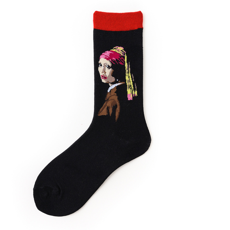Happy Socks Men Funny Art Dress Socks Color Lot Women Fashion Socks Set Print Van Gogh Art Socks