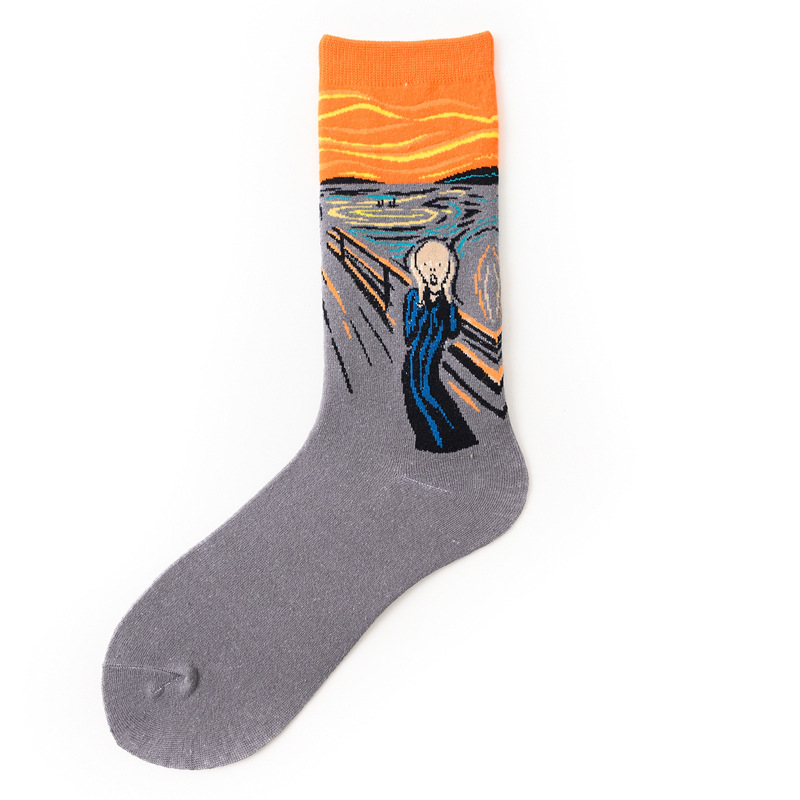 Happy Socks Men Funny Art Dress Socks Color Lot Women Fashion Socks Set Print Van Gogh Art Socks
